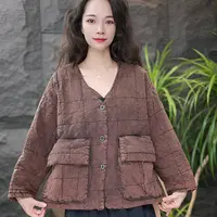 JJ厚款圆领男女通用V领薄款短外套短款秋冬棉袄睡衣文艺保暖冬季