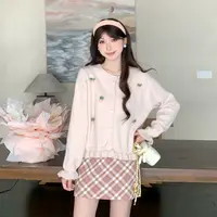 慕兔法式小个子甜美花边长袖针织开衫女2025秋季新款时尚百搭上衣
