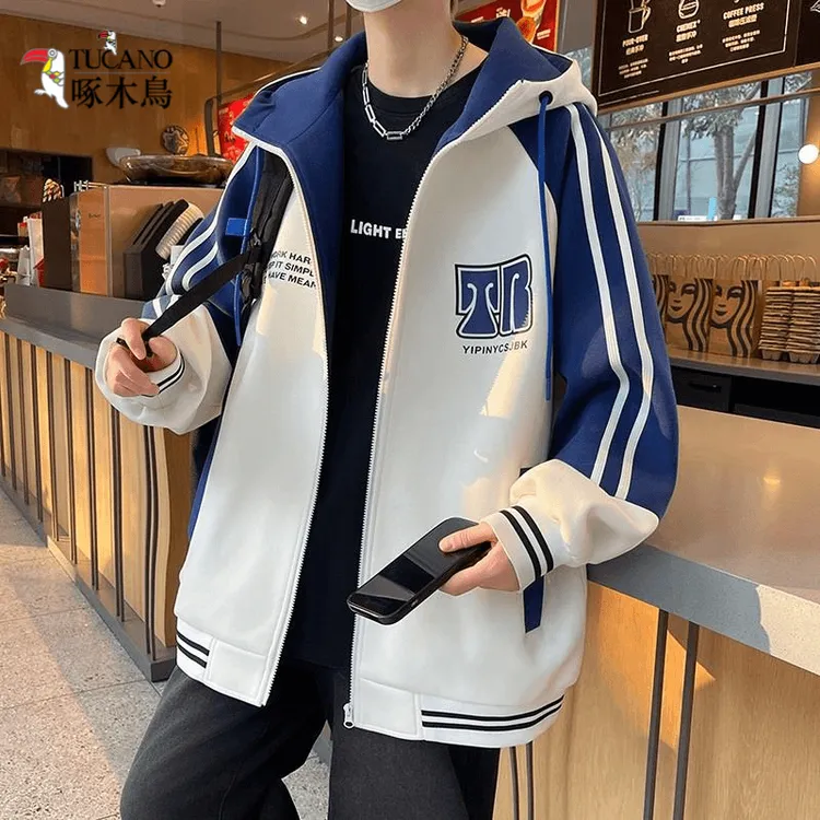 啄木鸟青少年休闲外套男孩子潮牌春秋季运动夹克高中初中学生帅气