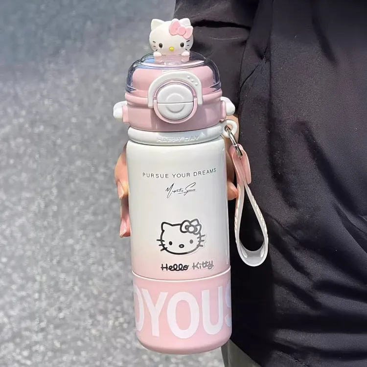 Hellokitty保温杯女生高颜值大容量手提双饮水杯学生专用便携杯子