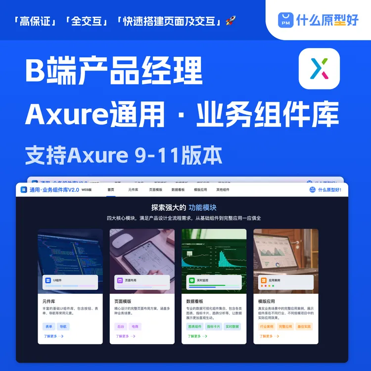 WEB端企业级通用+业务高保真组件库｜Axure源文件