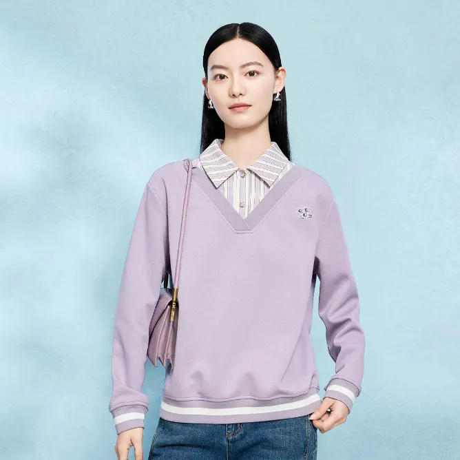 FINITY菲妮迪新款时尚百搭秋款简约长袖运动针织休闲卫衣