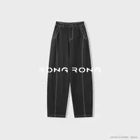 溶溶【直腿王牌】RONRGONG 撞色压线修腿休闲直筒牛仔裤C-A208532