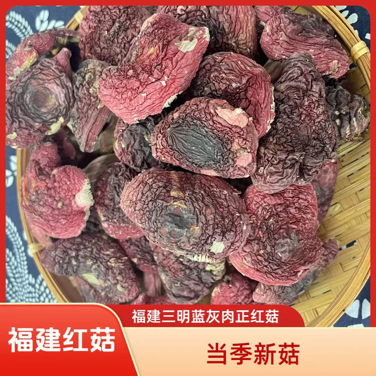 红菇福建三明正宗蓝底灰肉正红菇菇头菇帽3cm以上