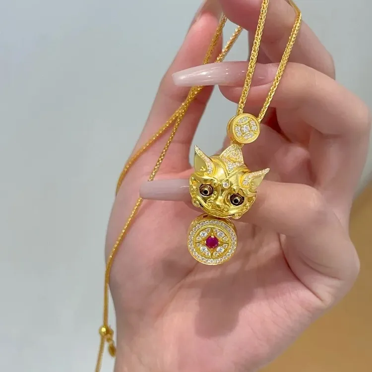 铜合金项链 新中式韦雪同款貔貅项链可眨眼可爱气质精致百搭坠链