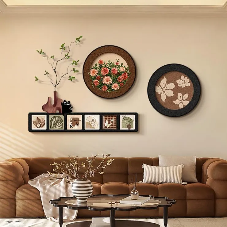 法式中古风餐厅装饰画组合玫瑰花饭厅餐桌墙壁画2025新款客厅挂画