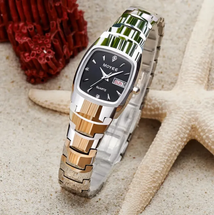 气质纯钨钢女表进口机芯时尚轻奢防水方形酒桶手链款商场撤柜！