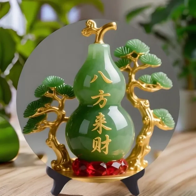 【厂家直销】客厅摆件家用桌面翠玉葫芦摆台居家玄关摆台