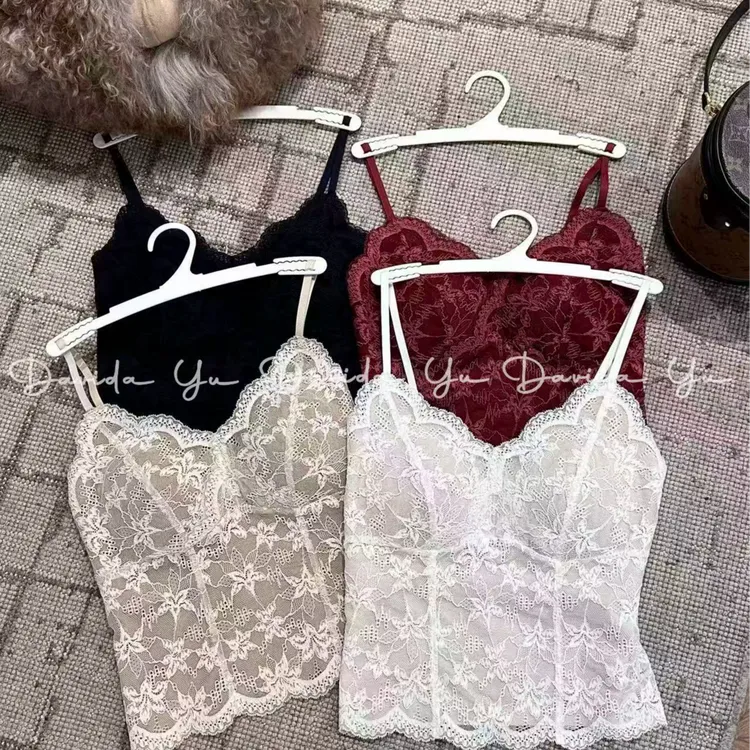 Davida Yu 加绒美背 蕾丝一体杯舒适百搭吊带背心女 88810