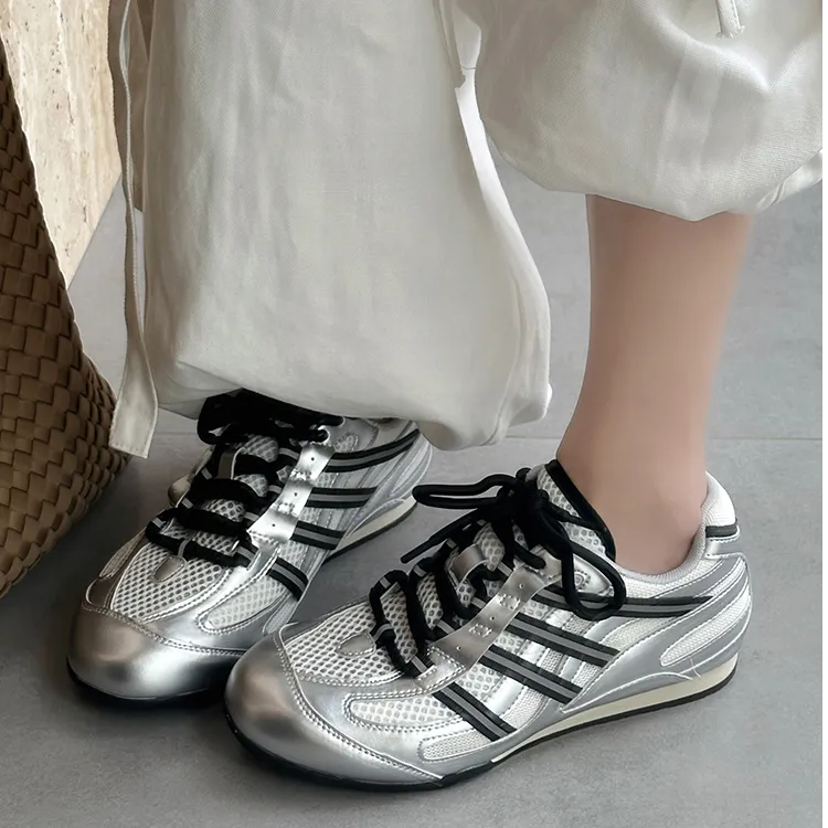 4CM增高网面透气德训鞋女2025新款夏季百搭休闲运动板鞋软底单鞋