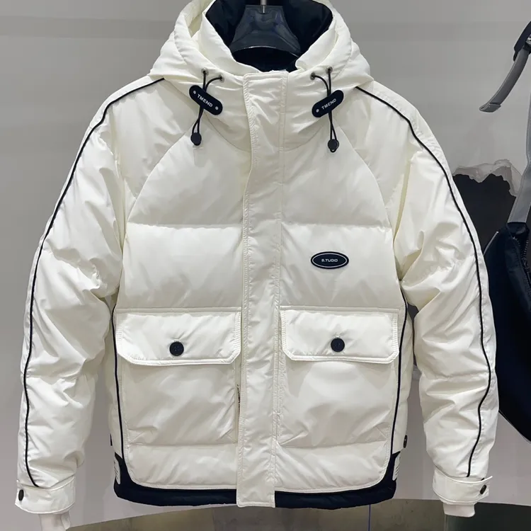 男士冬款连帽羽绒服加厚短款免洗面包服青年流行纯色休闲外穿上衣