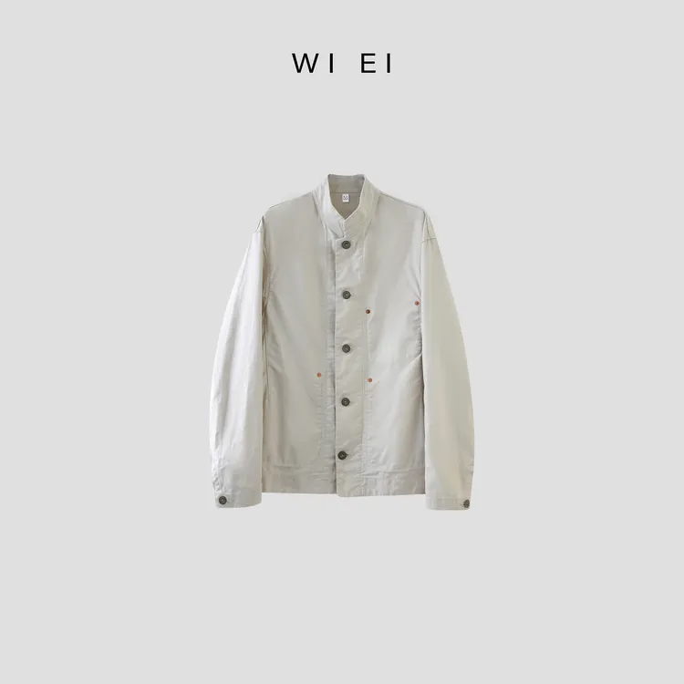 《WI EI》海盐白沙*舒适廓形微褶 简约纯棉长袖立领外套5C0302