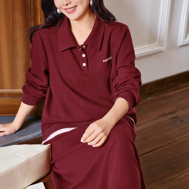 【现货肌理感简奢卫衣套装】MsShe大码女装秋冬款假两件Q2509030