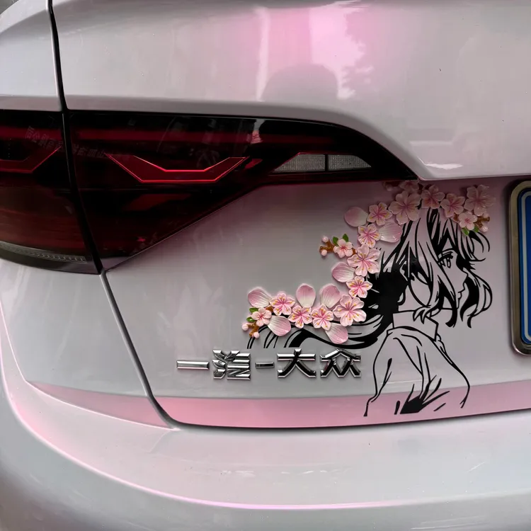 3d立体电动车汽车樱花桃花瓣车贴车身门装饰2025新款薇尔莉特贴纸