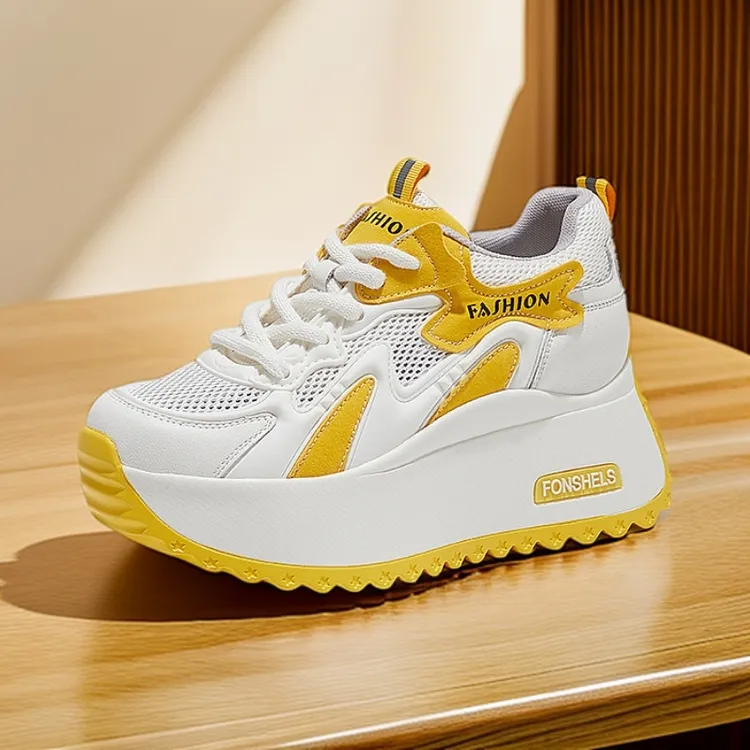 夏季真皮镂空厚底网面百搭透气舒适阿甘鞋旅游老爹鞋小白鞋6617