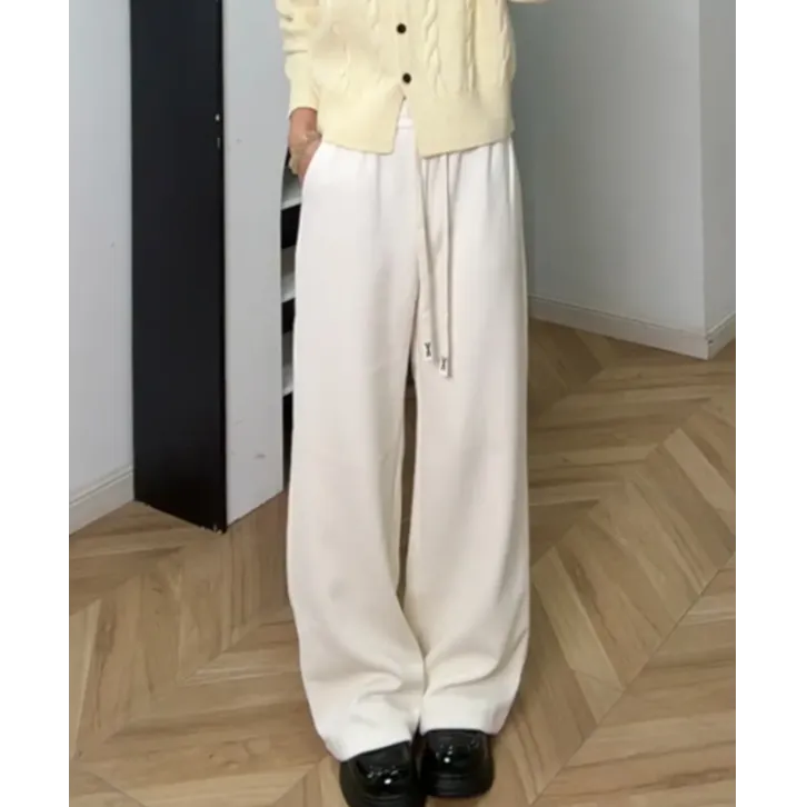 IEF/爱依服裤子2025秋冬季新款休闲口袋气质百搭刺绣窄版阔腿裤