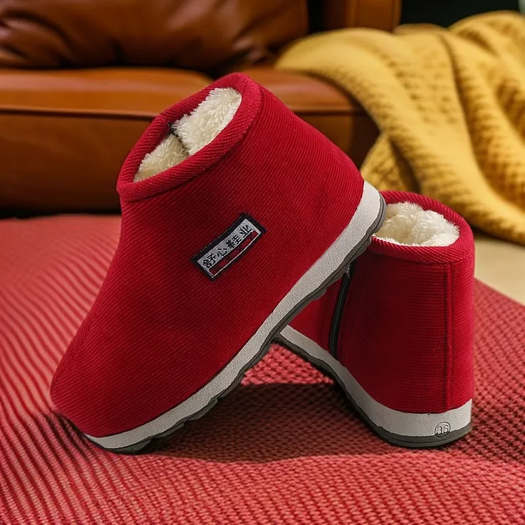 手工棉鞋轻便软底保暖舒适防滑耐磨加绒加厚厚底居家冬季棉鞋