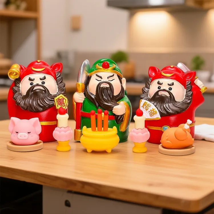 创意福喜财神钟馗神仙办公室工位玄关装饰摆件树脂工艺品桌面好物