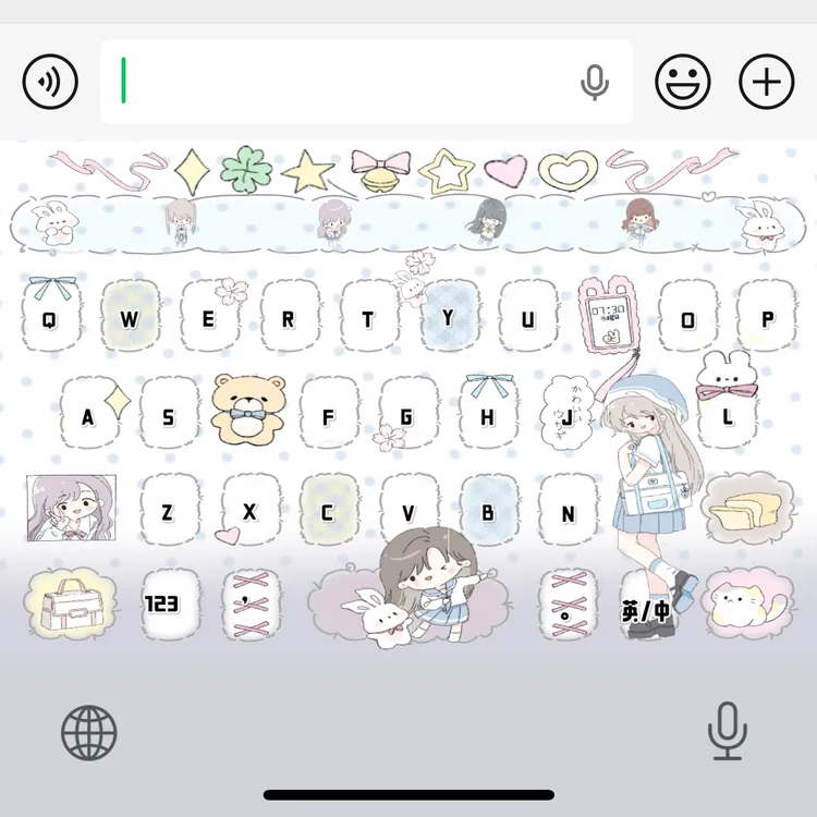 可爱女孩/苹果安卓百度输入法皮肤可爱打字键盘外设白肚皮美化包