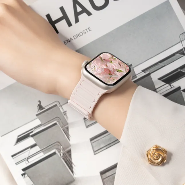 适用苹果手表s10表带硅胶applewatch9工字磁吸8iwatch表带夏天7/6