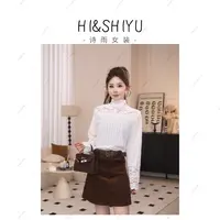 HISHIYU【精致邂逅】新款针织蕾丝打底衫内搭秋冬毛衫女半高领毛衣