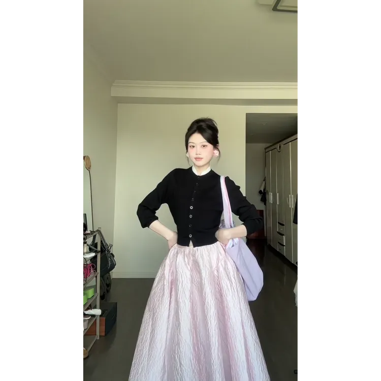 MARIE.COCO早秋超火富家千金感穿搭温柔风减龄两件套小香风公主裙