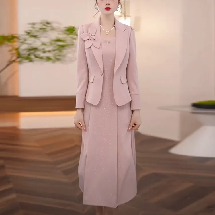 琉璃精纺时尚气质高级感女装2025秋季新款洋气减龄显瘦连衣裙套装