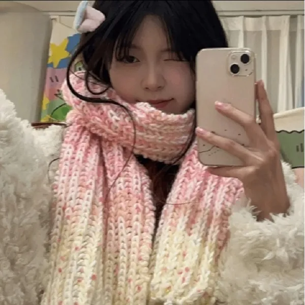 【甜星】秋天的第一条渐变色围巾diy彩虹糖渐变手工编织围巾材料包