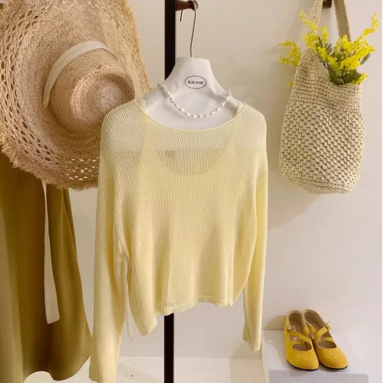2025春装新款韩版镂空针织衫吊带背心两件套女夏季宽松显瘦上衣