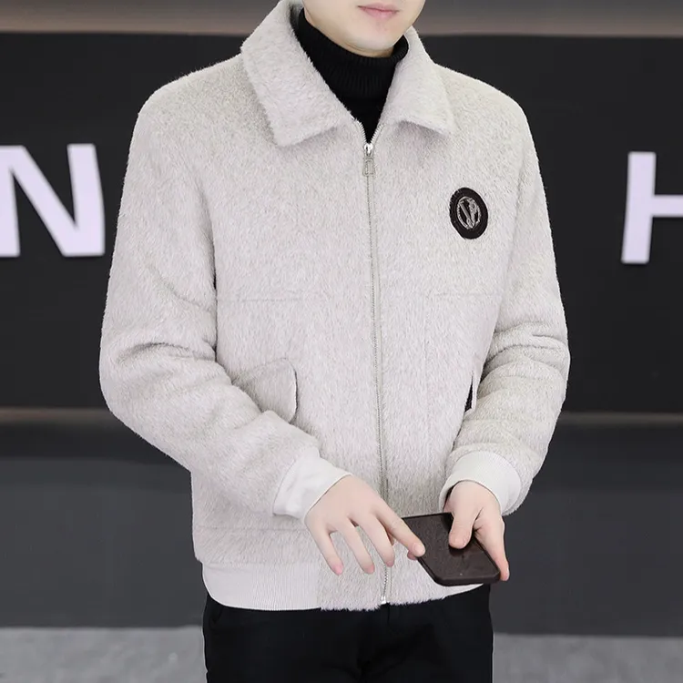 WELORSENTON/怀勒桑顿冬季男士毛呢大衣加绒加厚翻领潮流短款夹克