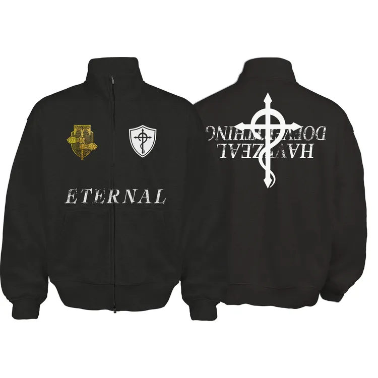 Dehz25AW'V.04'立领vintage短宽运动毛圈450克重磅直喷开衫卫衣