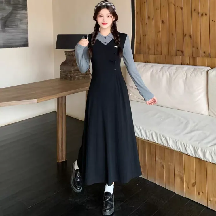 大码法式复古连衣裙女秋季2025新款高级感胖MM收腰显瘦长裙子1957