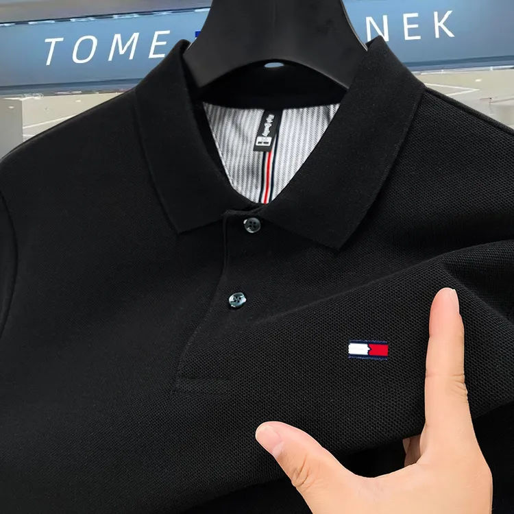 【大牌轻奢】正品汤米希凯利100%纯棉高端长袖POLO衫男秋季刺绣T恤