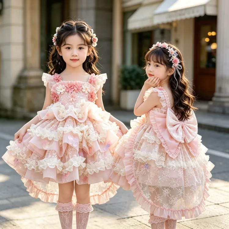 女童新款夏季洛丽塔蓬蓬公主裙宝宝甜美生日礼服网纱裙花仙子裙子