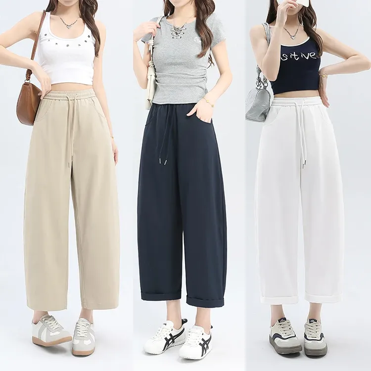老钱风九分休闲香蕉裤子女2025夏季薄款高腰宽松百搭小个子奶奶裤