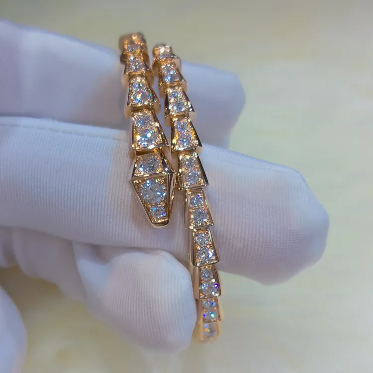 实验室培育钻石（定制链接）18K金满钻蛇手镯