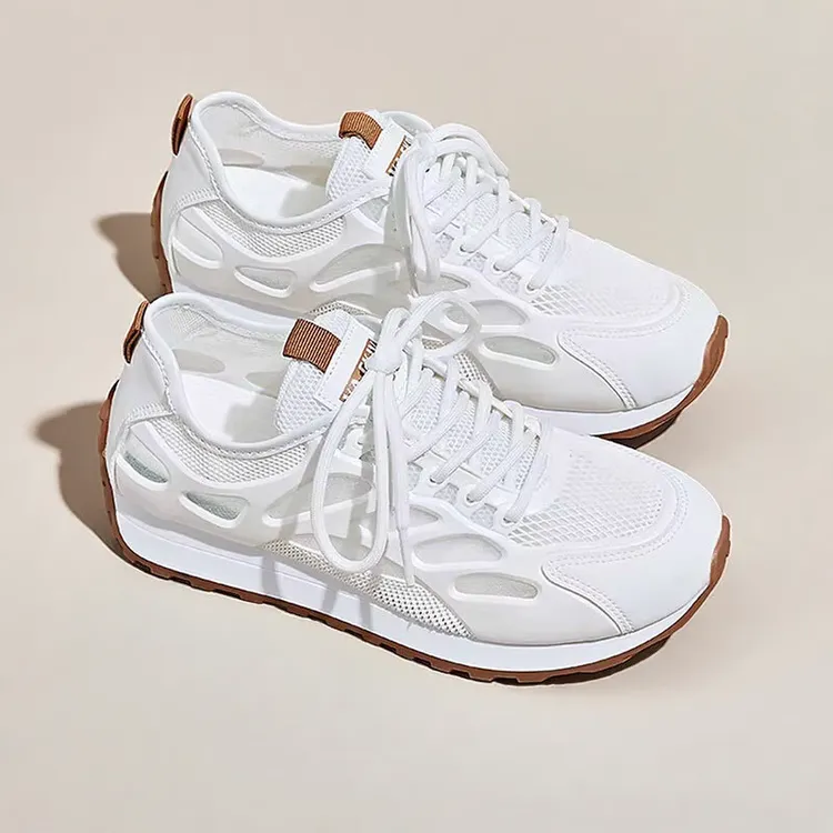 特步凌云休闲女鞋韩版新款老爹鞋女2025夏季学生运动跑步鞋网面增