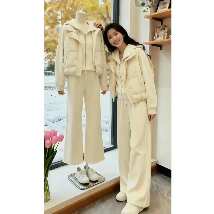 秋冬慵懒风套装女2025新款洋气马甲搭配连帽卫衣显瘦休闲裤三件套
