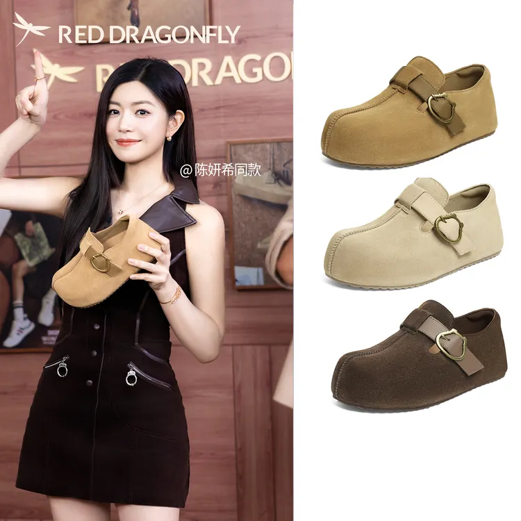红蜻蜓明星同款2025新款爆款时尚洋气百搭轻奢鞋子厚底勃肯一脚蹬