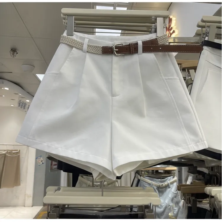 【送皮带】白色西装短裤夏季新款气质高腰显瘦百搭外穿休闲阔腿裤