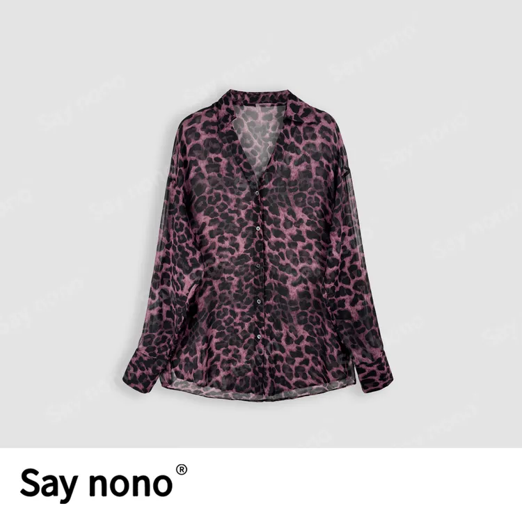 懒猫nono│Saynono法式复古宽松豹纹时尚性感长袖衬衫H32215X