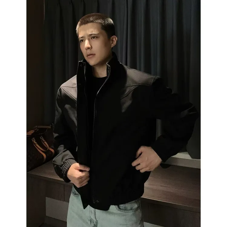 【西博】秋季立领骑兵夹克男显宽硬汉风夹克外套百搭boxy外套