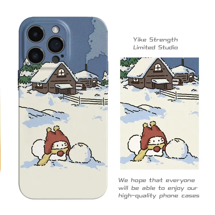 堆雪人菲林软壳进口光面适用iphone苹果13rpomax/14/16pro