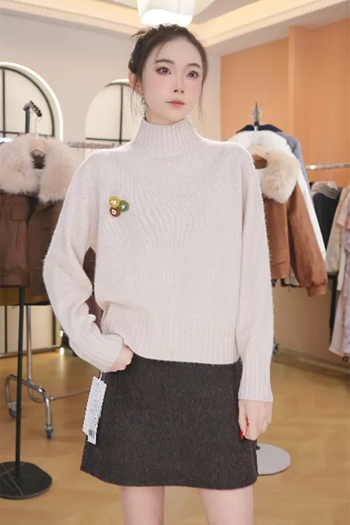 2025秋冬新款韩版高领毛衣女秋冬加厚小个子短款针织打底衫上衣
