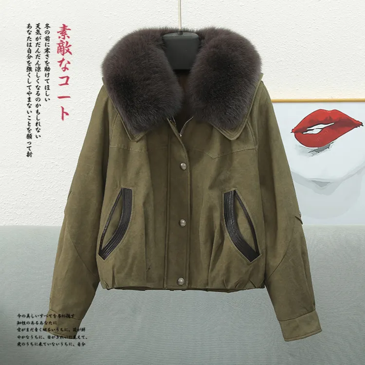 6668高端冬季新款宽松洋气大毛领外套