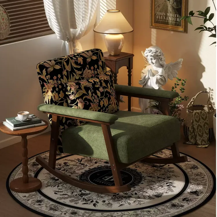 BEAUTIFU  复古摇摇椅大人躺椅客厅阳台家用休闲中古风单人摇椅