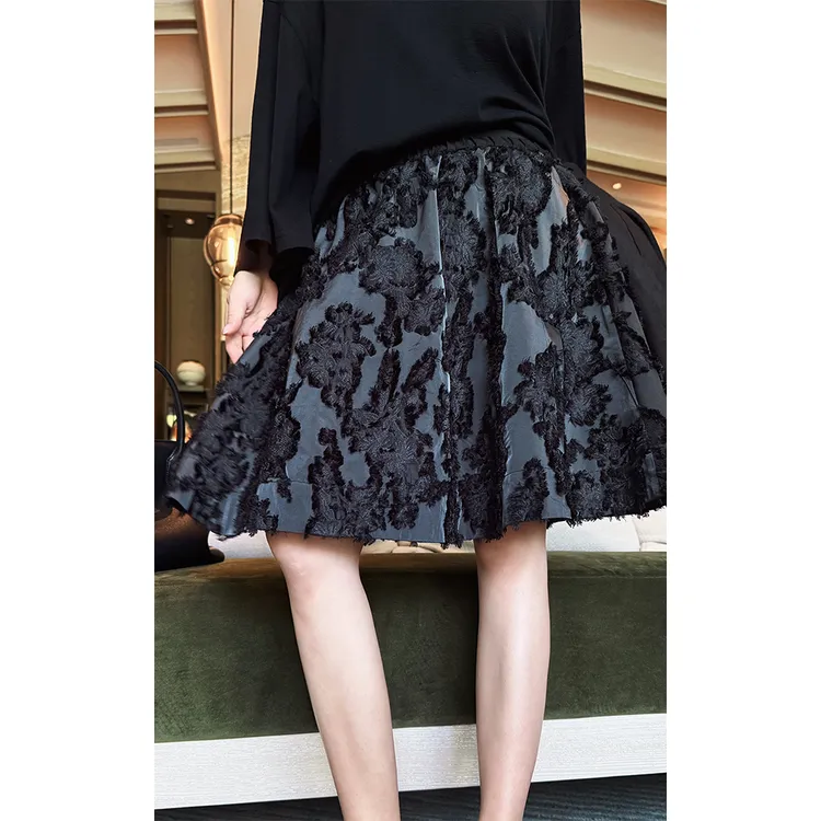 LA CALLA拉达秀款烧花半身裙OY-M-5391