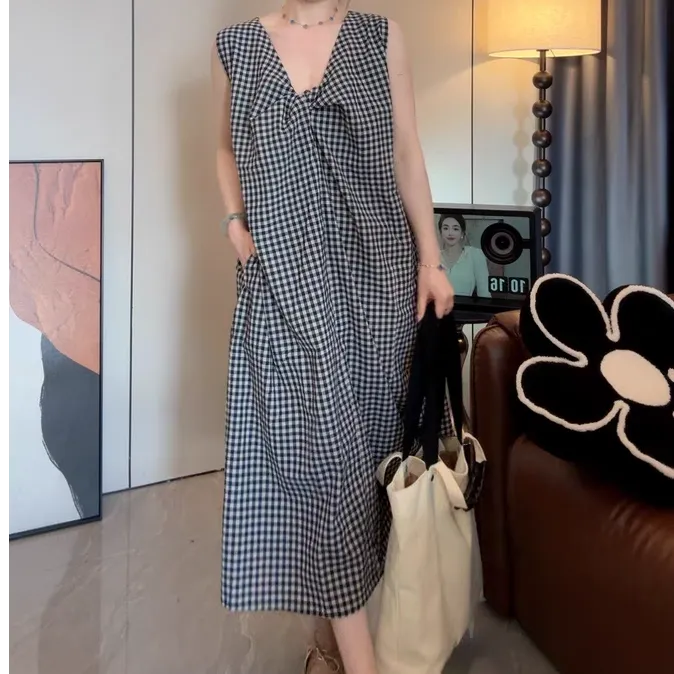 【拾柒】设计感正反两穿格子连衣裙新款巨好看轻熟风气质长裙30837