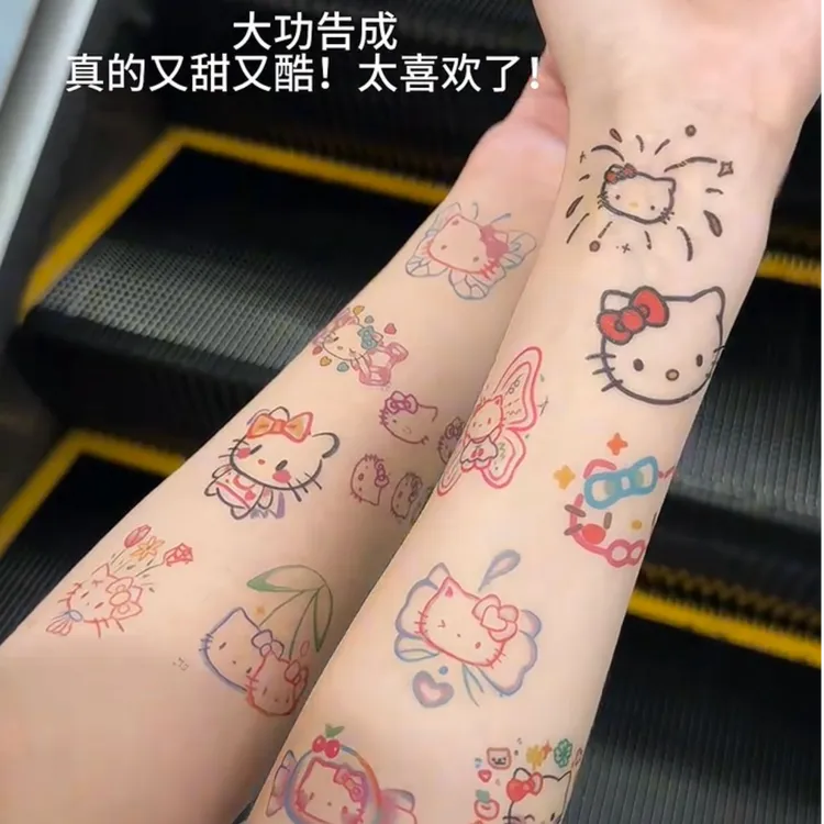 爆款多巴胺kitty猫纹身贴可爱卡通防水持久手臂贴纸ins风可洗送人
