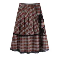 【ZS推荐】AndAnything格纹拼接蕾丝半裙时尚休闲宽松潮流